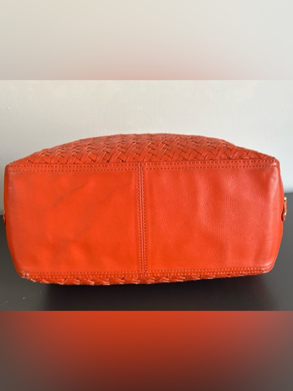 Cole Haan Orange woven Leather Shoulder Bag structured hobo bag - Picture 11 of 13